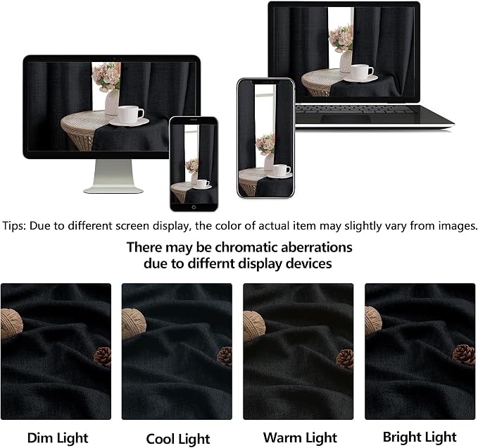 OWENIE Black Valances for Windows 1 Pcs 24 Inch Length, Light Filtering - Image 9