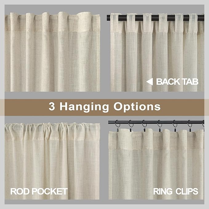 Pitalk Flax Linen Curtains 92 Inch Length 2 Panels - Image 5