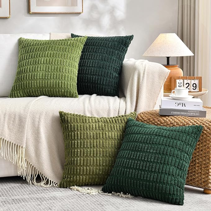 Fancy Homi 4 Packs Boho Moss Green Decorative Throw Pillow Covers 16x16 Inch - Image 6