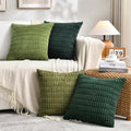 Fancy Homi Set of 4 Green Boho Decorative Throw Pillow Covers 18x18 Inch by Fancy+Homi