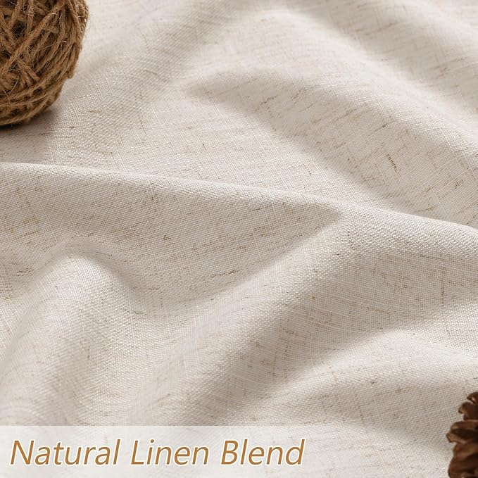 Guken 100% Blackout Linen Curtains 98 Inch Wide by 52 Inch 2 Panels Set - Image 3