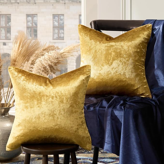 GIGIZAZA Gold Velvet Decorative Throw Pillow Covers 24x24 by GIGIZAZAFocusingonhomedecoration