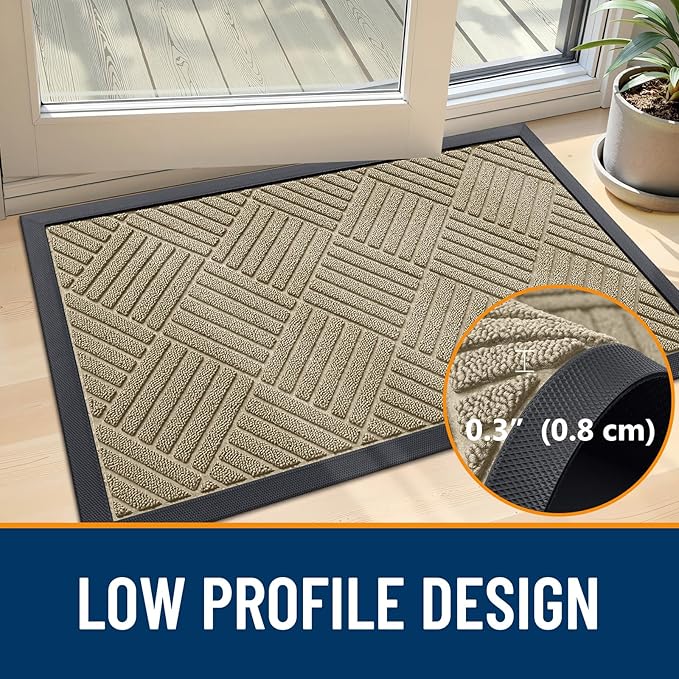 OLANLY Front Door Mat Outside Entrance 47x17, Heavy Duty Sturdy Natural Rubber - Image 4