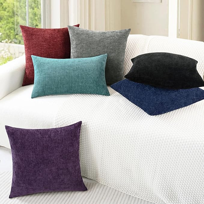 CaliTime Throw Pillow Covers Decorative 16 X 16 Inches Pack of 2 Cozy Chenille - Image 4