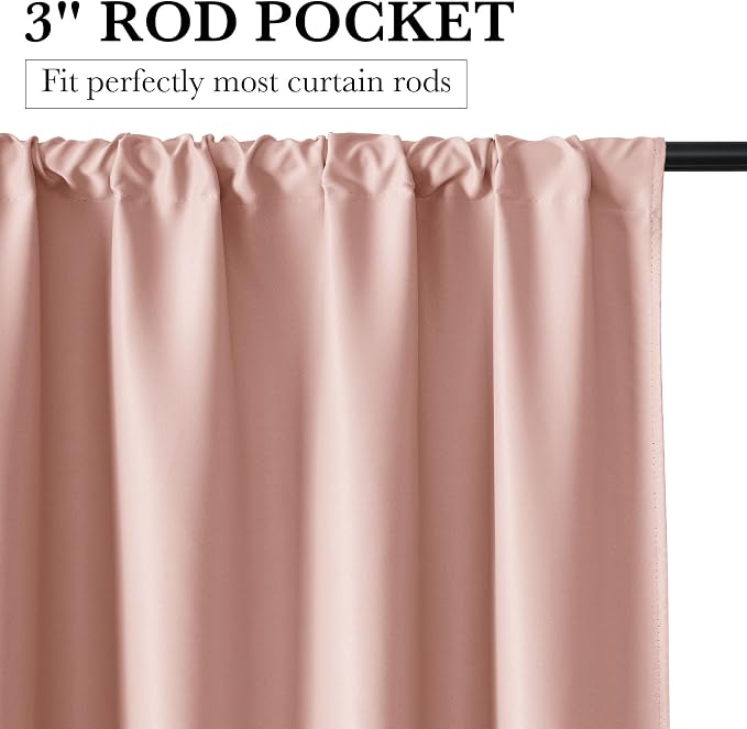 RYB HOME Bedroom Blackout Curtains 80 inches Long, 100% Blackout Thermal - Image 2