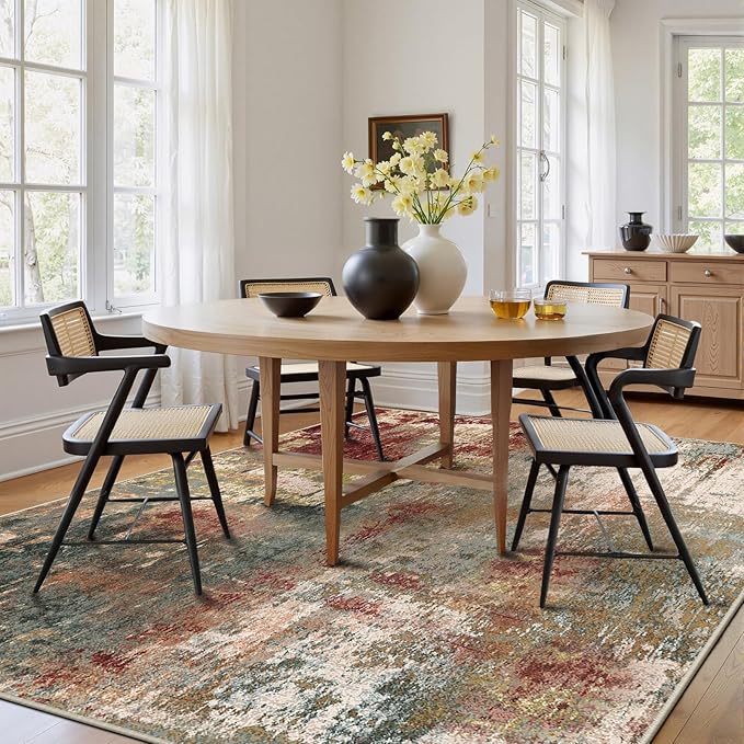 Washable Area Rugs 7x10 Non-Slip Modern Abstract Soft - Image 3