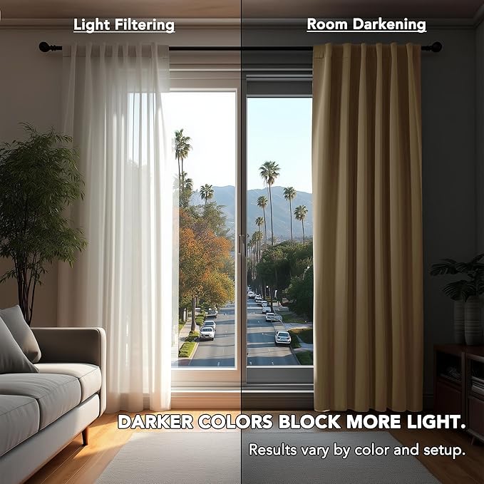 Deconovo Blackout Curtains, Thermal Insulated, W42 x L84 2 Panels, Back Tab - Image 3