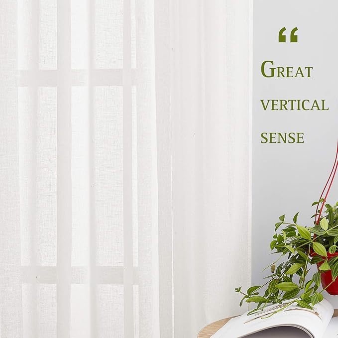 NICETOWN 45 inch Long Rich Linen Curtains Flax Texture, Grommet Top Rustic - Image 5
