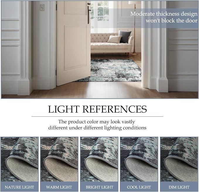 Washable Area Rugs 4'x6' Non-Slip Modern Abstract Soft - Image 4