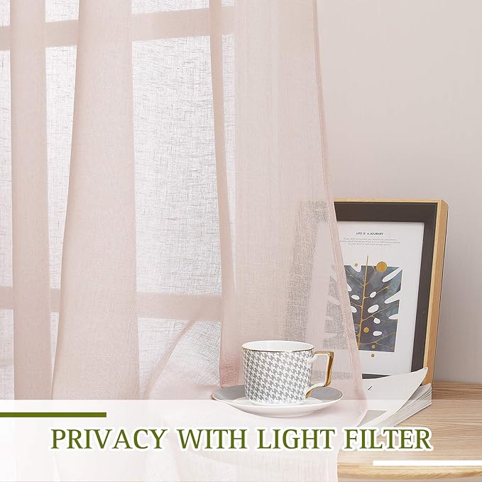 NICETOWN Flax Natural Blend Semi Sheer Curtains 72" L - Image 4