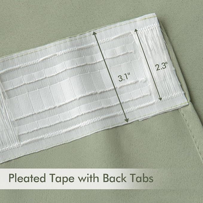 MIULEE Back Tab Sage Green Curtains 90 Inch Long 2 Panels Set - Image 4