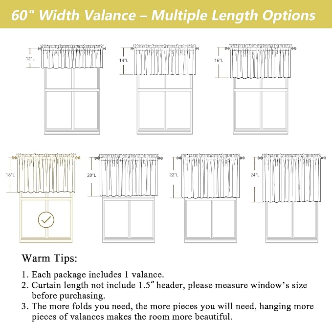 Grey Valances for Windows, Light Filtering Faux Linen Textured Small Short - Image 3