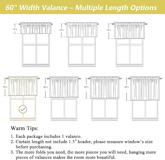 Black Valances for Windows, Light Filtering Faux Linen Textured Small Short - Image 3