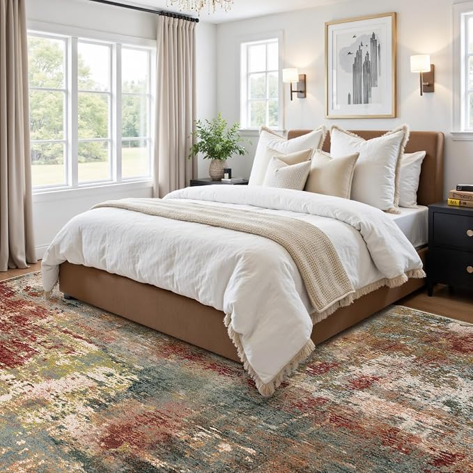 Washable Area Rugs Square 8ft Non-Slip Modern Abstract Soft - Image 7