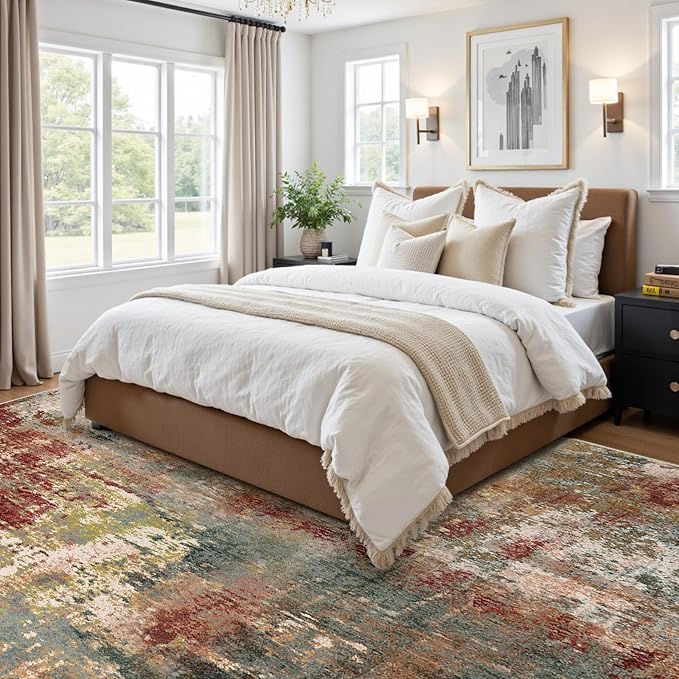 Washable Area Rugs 8'x10' Non-Slip Modern Abstract Soft - Image 2