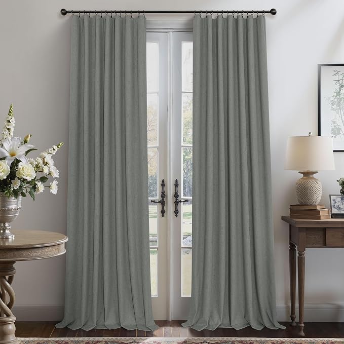 Charcoal Grey Curtains for Bedroom 2 Panel Set 63 Inch Length 100% Blackout - Image 9