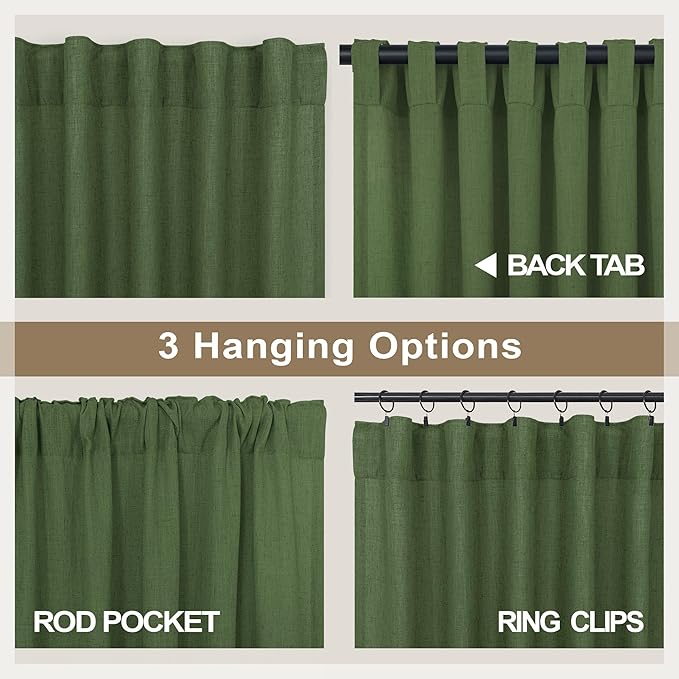 Pitalk Olive Green Curtains 96 Inches 8 FT Long - Image 5