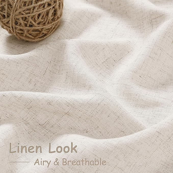 Nanspring Beige Linen Curtains 108 Inches Long 2 Panels Back Tab Rod Pocket - Image 5