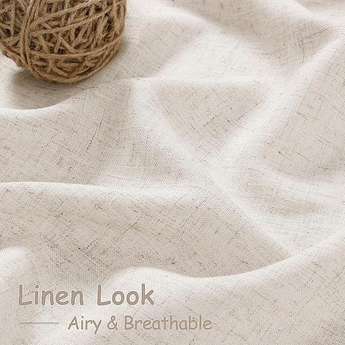 Beige Linen Sheer Curtains 102 Inches 2 Panels Set Back Tab Rod Pocket Extra - Image 5