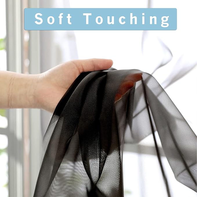 OWENIE Black Sheer Curtains, Sheer Curtains 78 inch Length 2 Panels Set - Image 10