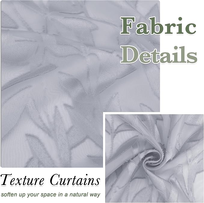Lecloud Leia 2 PCS Light Grey Sheer Kitchen Curtains 36 Inch Length, Breathable - Image 9