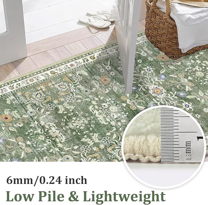 Yamaziot Washable Runner Rug 2x7 – Non Slip Boho Floral Hallway Runner Rug - Image 4