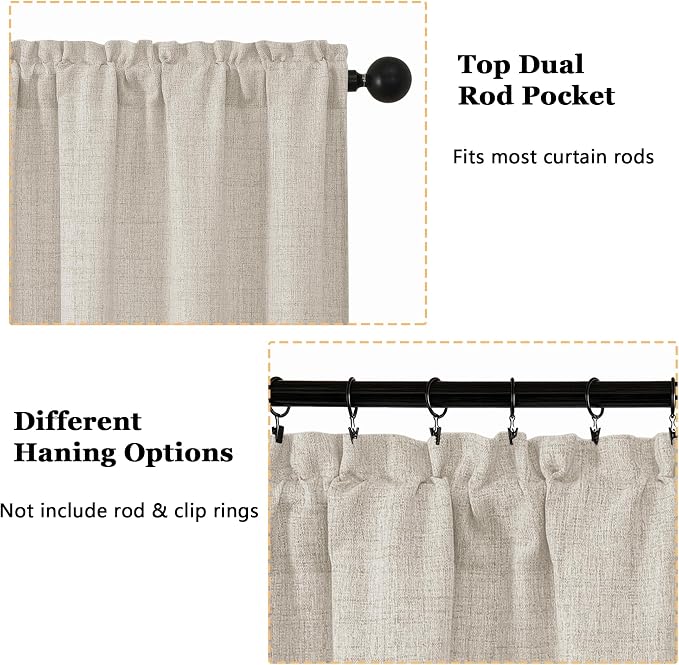 OWENIE Natural Valances for Windows 1 Pcs 18 Inch Length, Light Filtering - Image 4