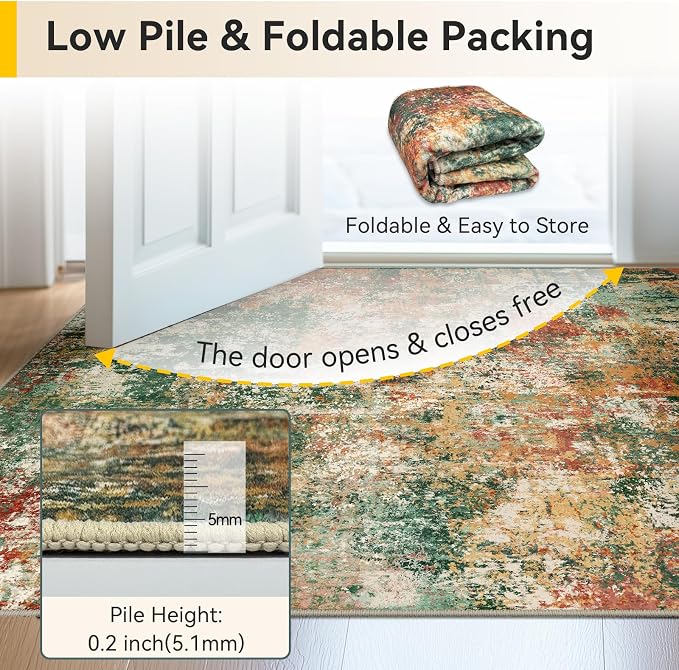 Washable Area Rugs 8ft Non-Slip Modern Abstract Soft - Image 5
