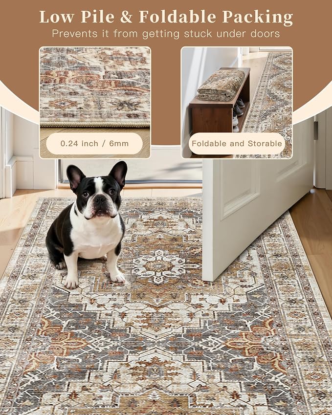 Madane Hallway Runner Rug 2'6''x10' Kitchen Runner, Non Slip Vintage Runners - Image 7