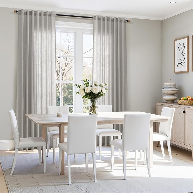 Nanspring Light Gray Linen Curtains 102 Inches Long - Image 7