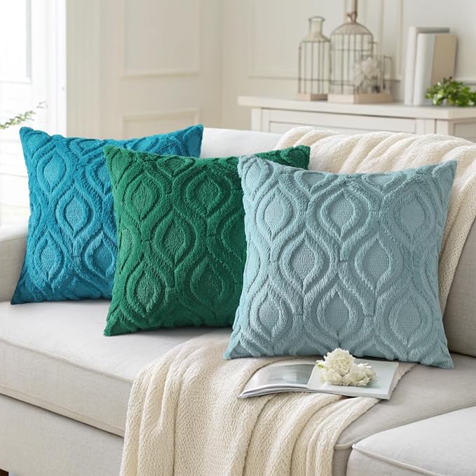 decorUhome Summer Throw Pillow Covers 24x24 Inch Set of 2, Soft Plush Faux Wool - Image 4