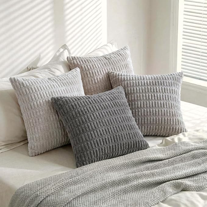 Fancy Homi Set of 4 Grey and White Decorative Throw Pillow Covers 20x20 Inch - Image 8