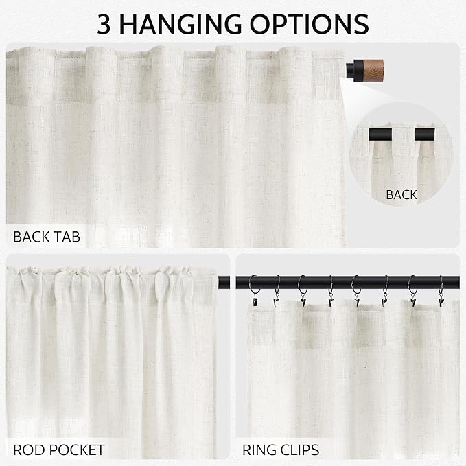 Nanspring Neutral Linen Curtains 72 Inches - Image 2