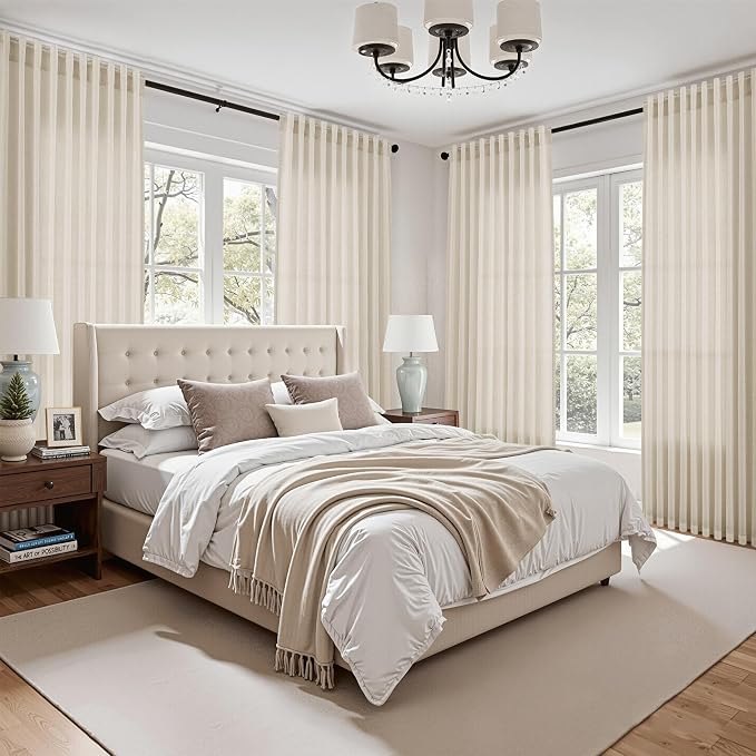 Nanspring Birch Beige Linen Curtains 84 Inches Long - Image 7
