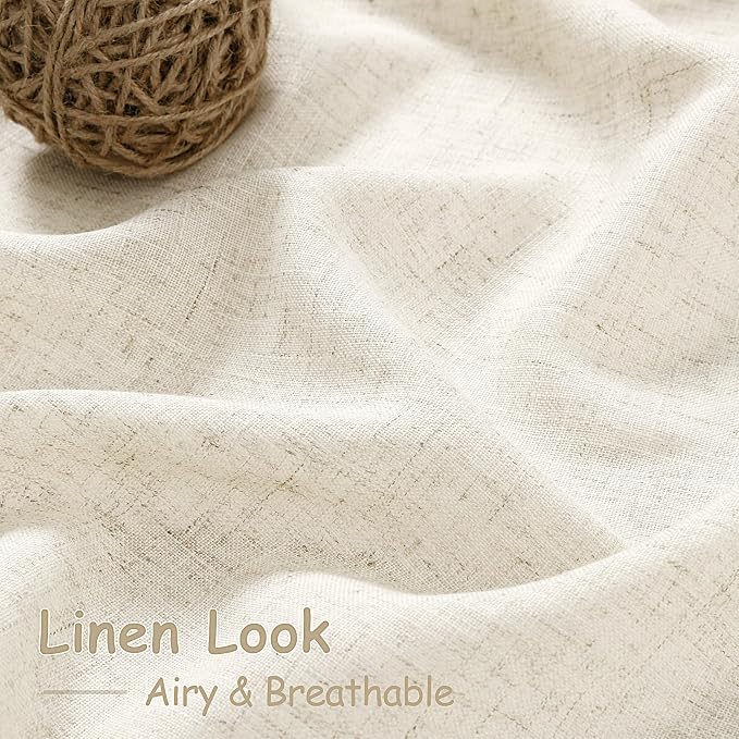 Nanspring Warm Beige Linen Curtains 108 Inches Long - Image 4