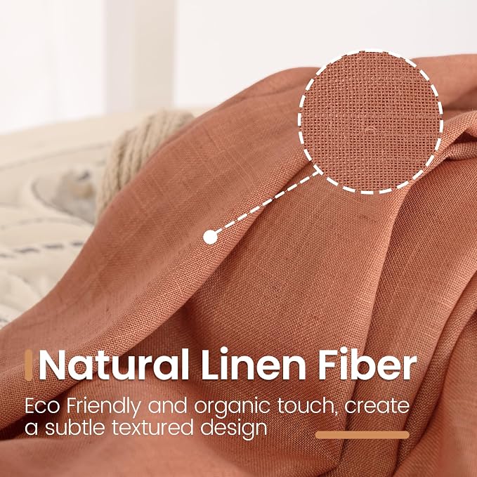 BGment Terracotta Linen Curtains - Image 3