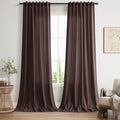 Coffee Brown Linen Curtains for Living Room 94 Inches Long Light Filtering Semi by Nanspring