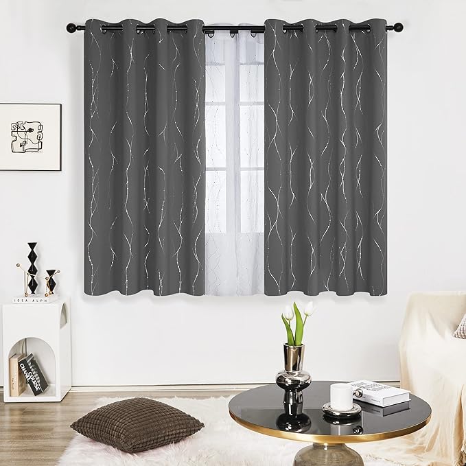 Deconovo Grey Blackout Curtains, Room Darkening Thermal Insulated Noise - Image 2