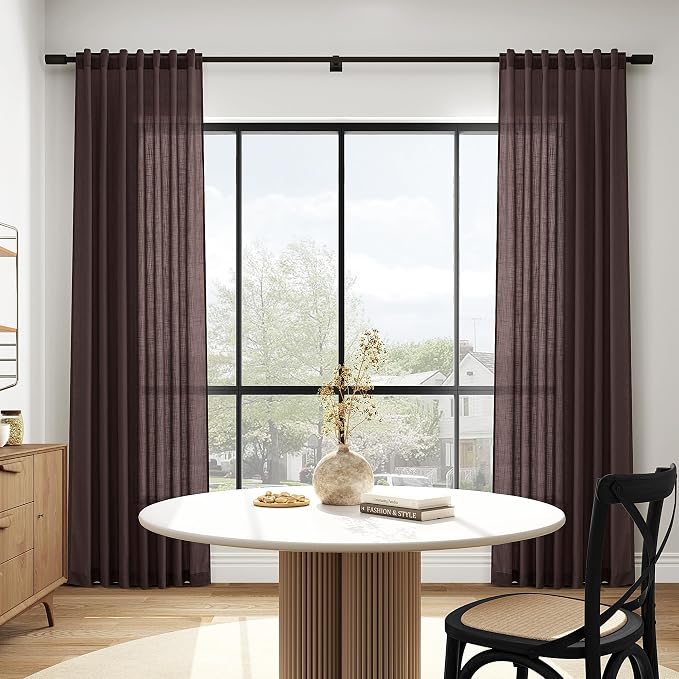 Coffee Brown Linen Curtains 80 Inch Length - Image 8