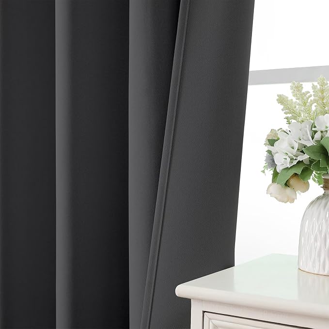 CUCRAF Dark Grey Blackout Curtains 54 inch Length 2 Panels Set, Rod Pocket Room - Image 6