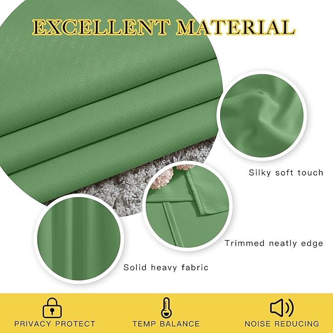 NICETOWN Forest Green Blackout Curtains Grommet - Image 4