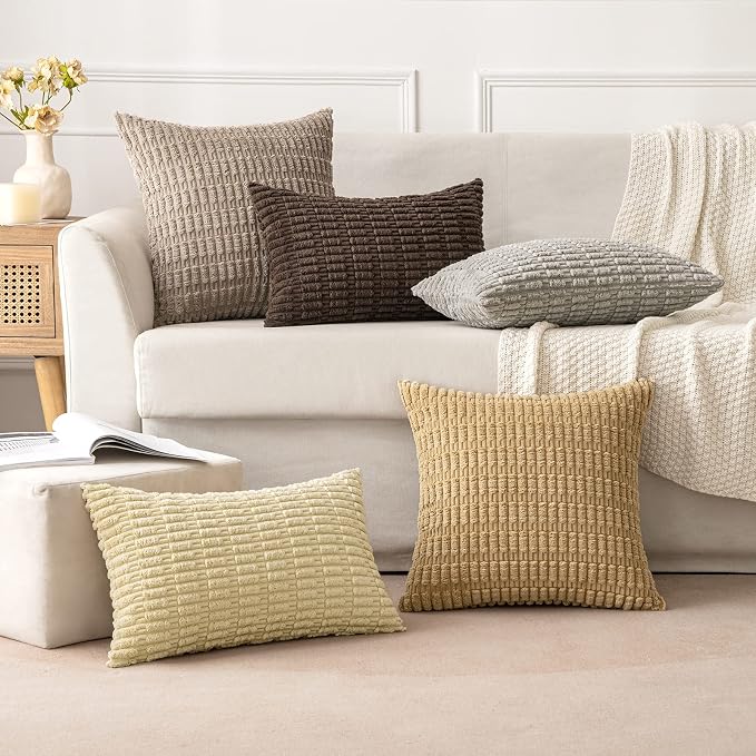 MIULEE Pack of 2 Corduroy Decorative Throw Pillow Covers 16x16 Inch Soft Boho - Image 2