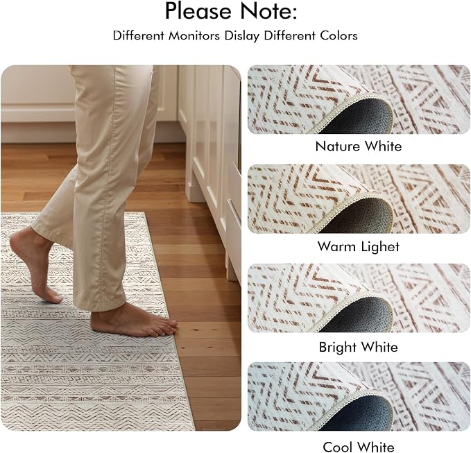 3x5 Washable Entryway Area Rug: Modern Moroccan Small Runner Rug Indoor Soft - Image 8