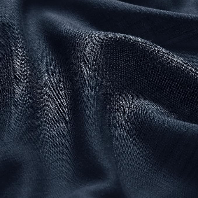 Navy Blue Linen Curtains 90 inch Length - Image 5