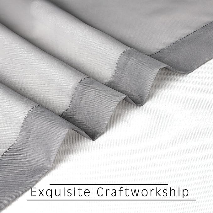 OWENIE Grey Sheer Kitchen Valance - Image 3