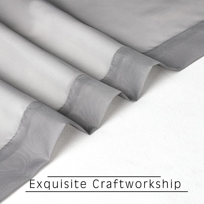 OWENIE Grey Sheer Curtains 72 Inches Long 2 Panels, Transparent Voile Sheer - Image 6