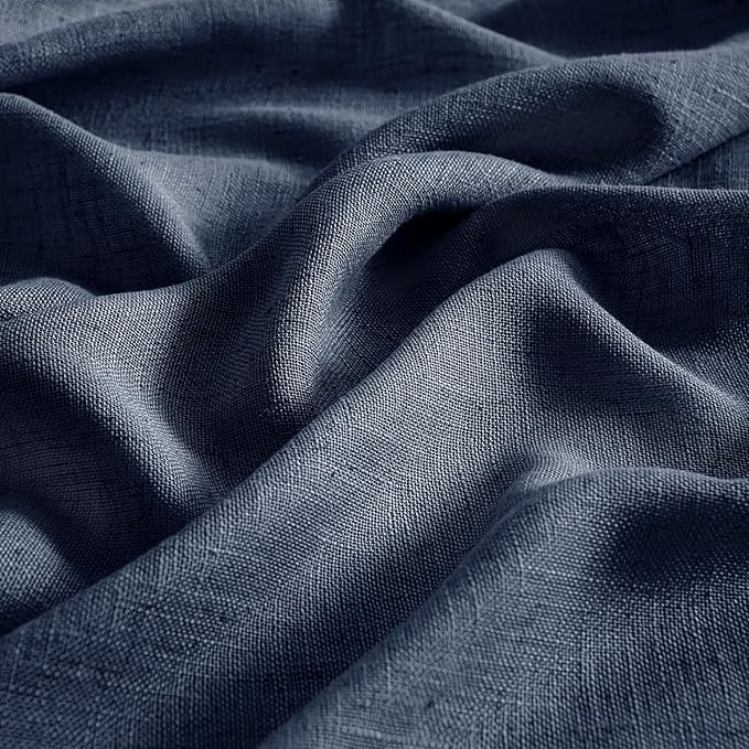 MIULEE Navy Blue Linen Curtains 63 Inch Length 2 Panels - Image 4