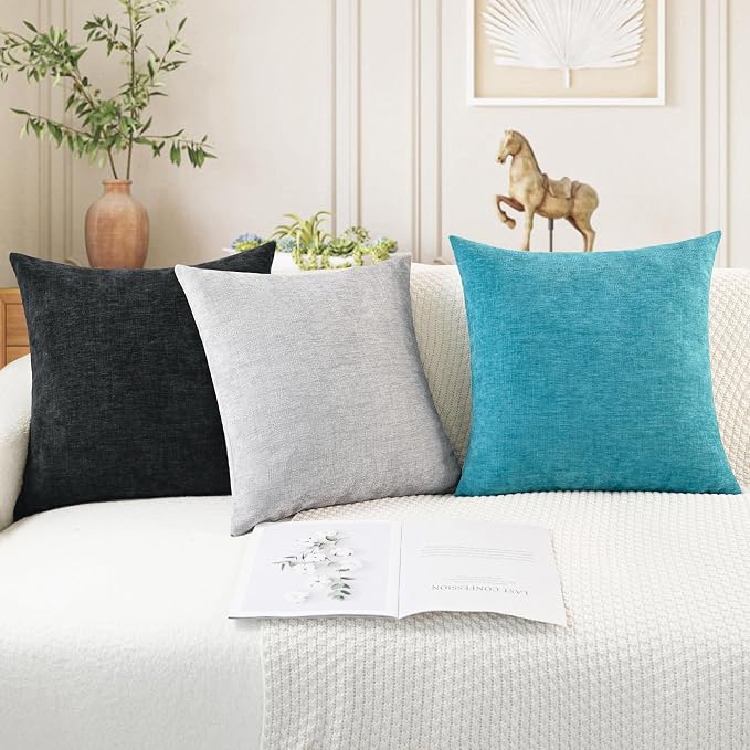 CaliTime Throw Pillow Covers Decorative 20 X 20 Inches Pack of 2 Cozy Chenille - Image 5