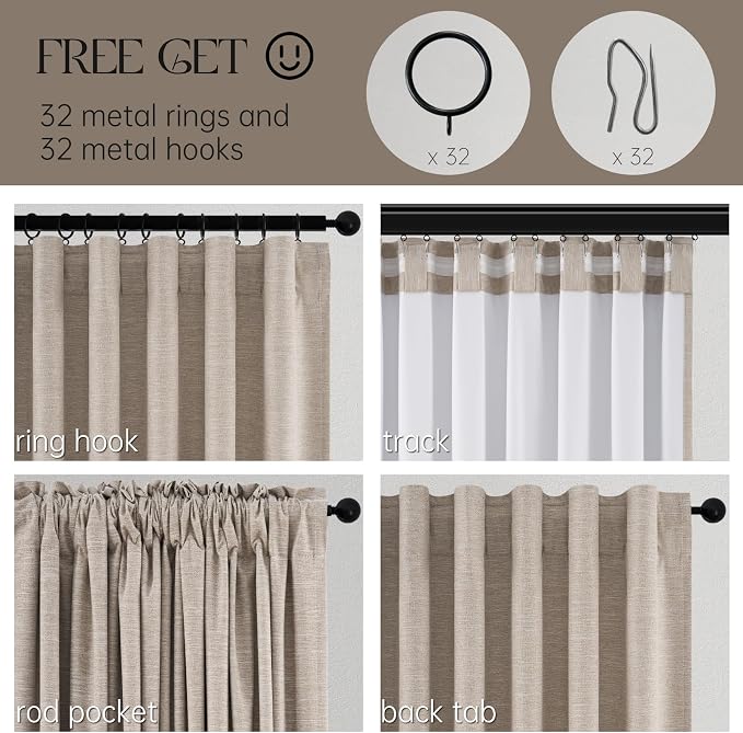 Topfinel Linen Blackout Curtains 63 Inch Long - Image 4