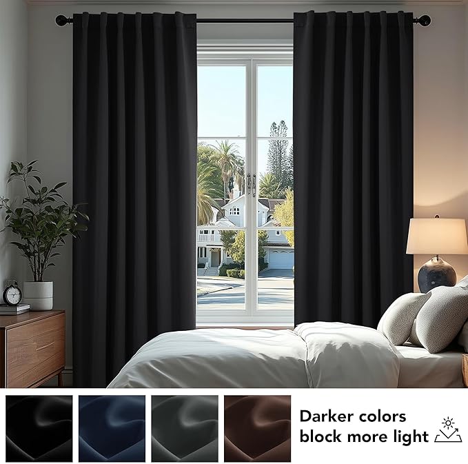 Deconovo Blackout Curtains, Thermal Insulated, W70 x L95 2 Panels, Back Tab - Image 4